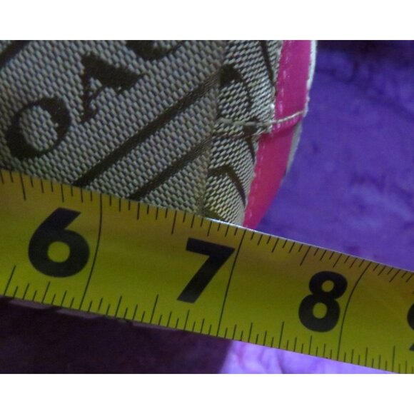 Coach Limited Edition Canvas Leather Pink Stripe Demi Baguette bag wristlet Set - Picture 9 of 10